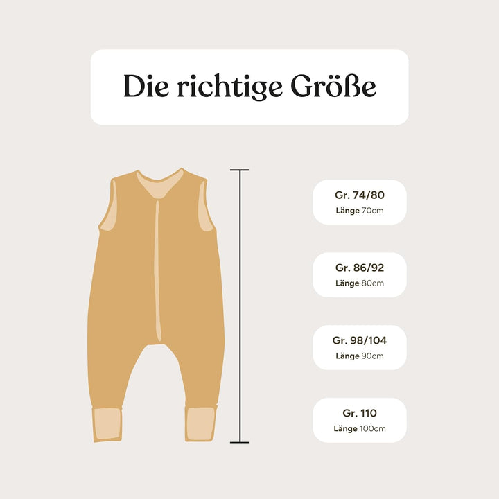 Ehrenkind® Baby Sommerschlafsack mit Füssen | Musselin | Sommer Schlafsack Gr. 70 Farbe Natur-Graue
