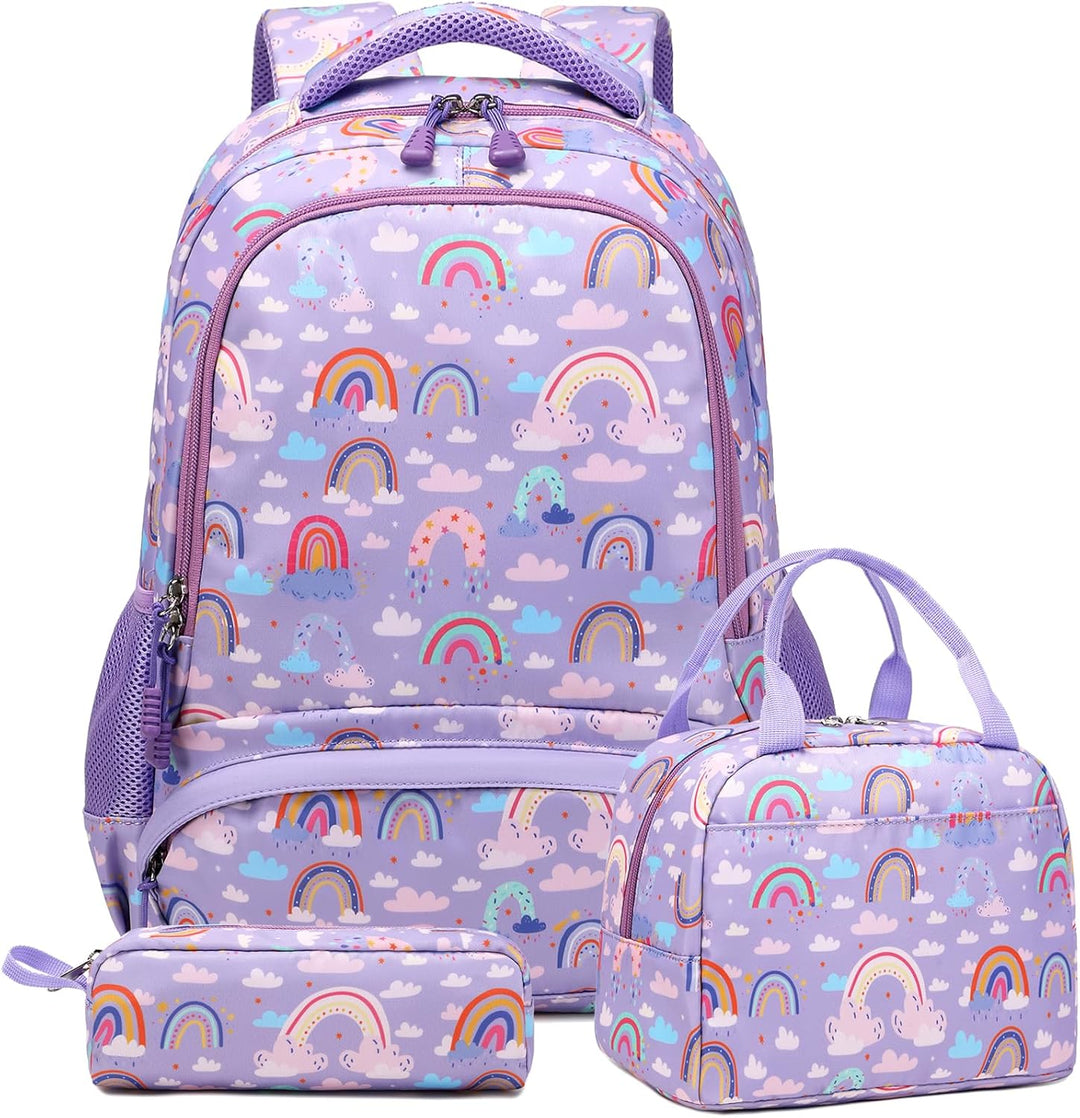 Schulrucksack Kinder Mädchen Regenbogen Rucksack Leichtgewicht Schultasche für Mädchen Teenager Back