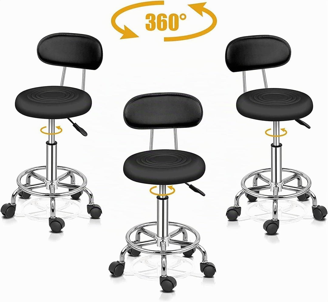 Ergonomischer Rollhocker mit Rückenlehne Arbeitshocker Drehhocker Rollhocker 360° drehbar Höhenverst