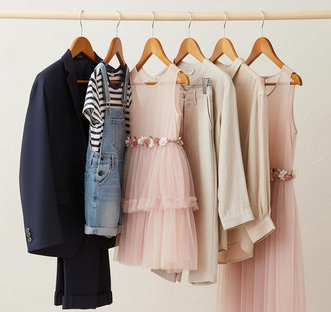 Homewit Kleiderbügel Baby Holz Bügel, 12er Set Vintage Braun Kleiderbügel für Kinder, Antirutsch Ker