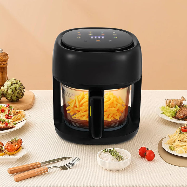 Heissluftfritteuse mit Sichtfenster 3,3 L Airfryer Temperaturbereich LCD 80–190 °C Kompakt Fritteuse