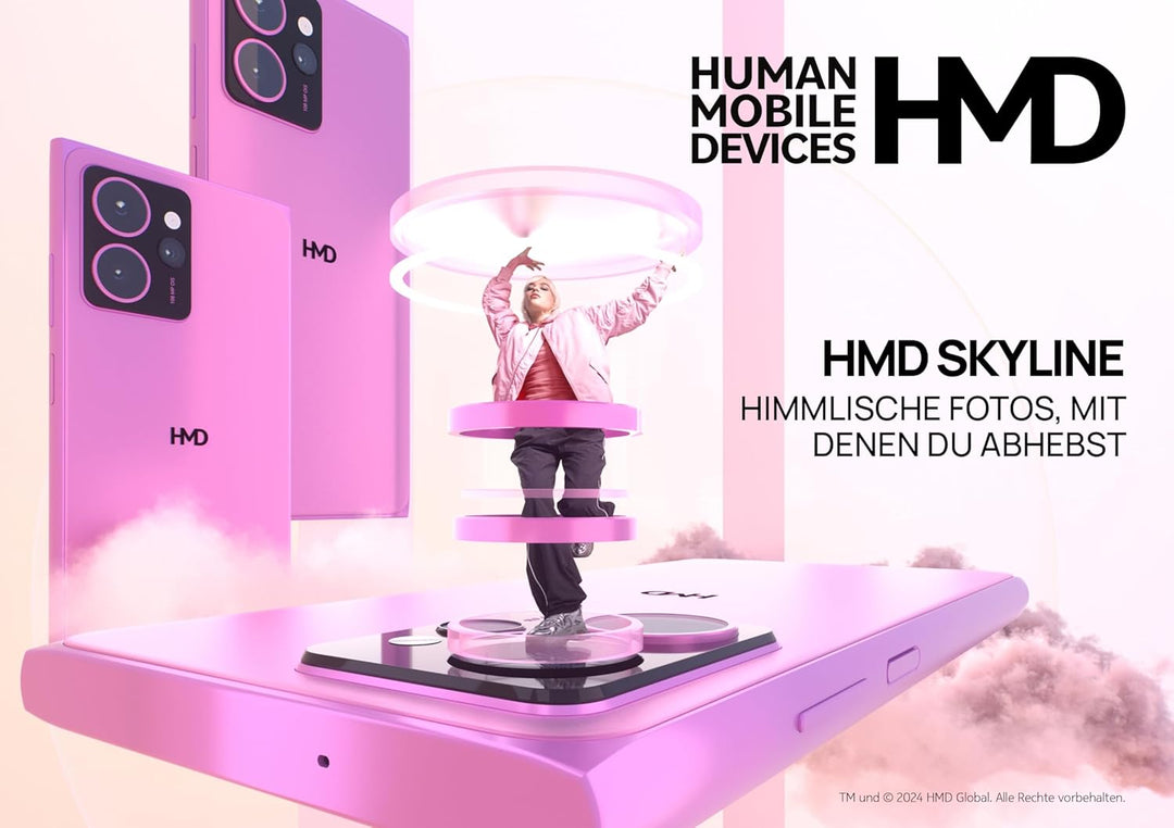 HMD Skyline Smartphone (8GB RAM/256GB Speicher, 4600 mAh Akku, 6,55“ pOLED Display, 50 MP Selfie + 1