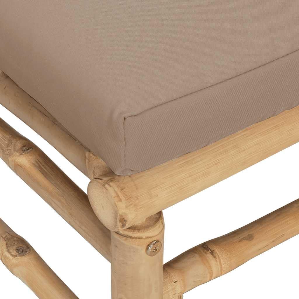 vidaXL Gartenhocker mit Taupe Kissen Bambus Fusshocker Taupe, Fusshocker Taupe