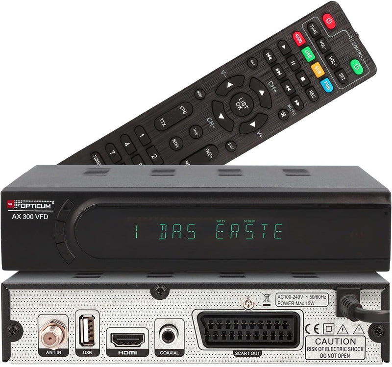 RED OPTICUM AX 300 VFD Sat Receiver mit PVR I Digitaler Satelliten-Receiver HD mit alphanumerischem