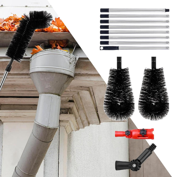 Dachrinnenbürste, Reinigungsbürste für Dachrinnen mit Teleskopstange, 3,2 m langer Griff, für Aussen