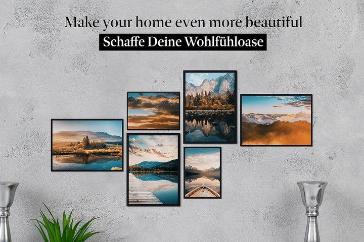 CreativeRobin Premium Poster Set als Wohnzimmer Deko Schlafzimmer | 4x A3 + 2x A4 Wandbilder Collage