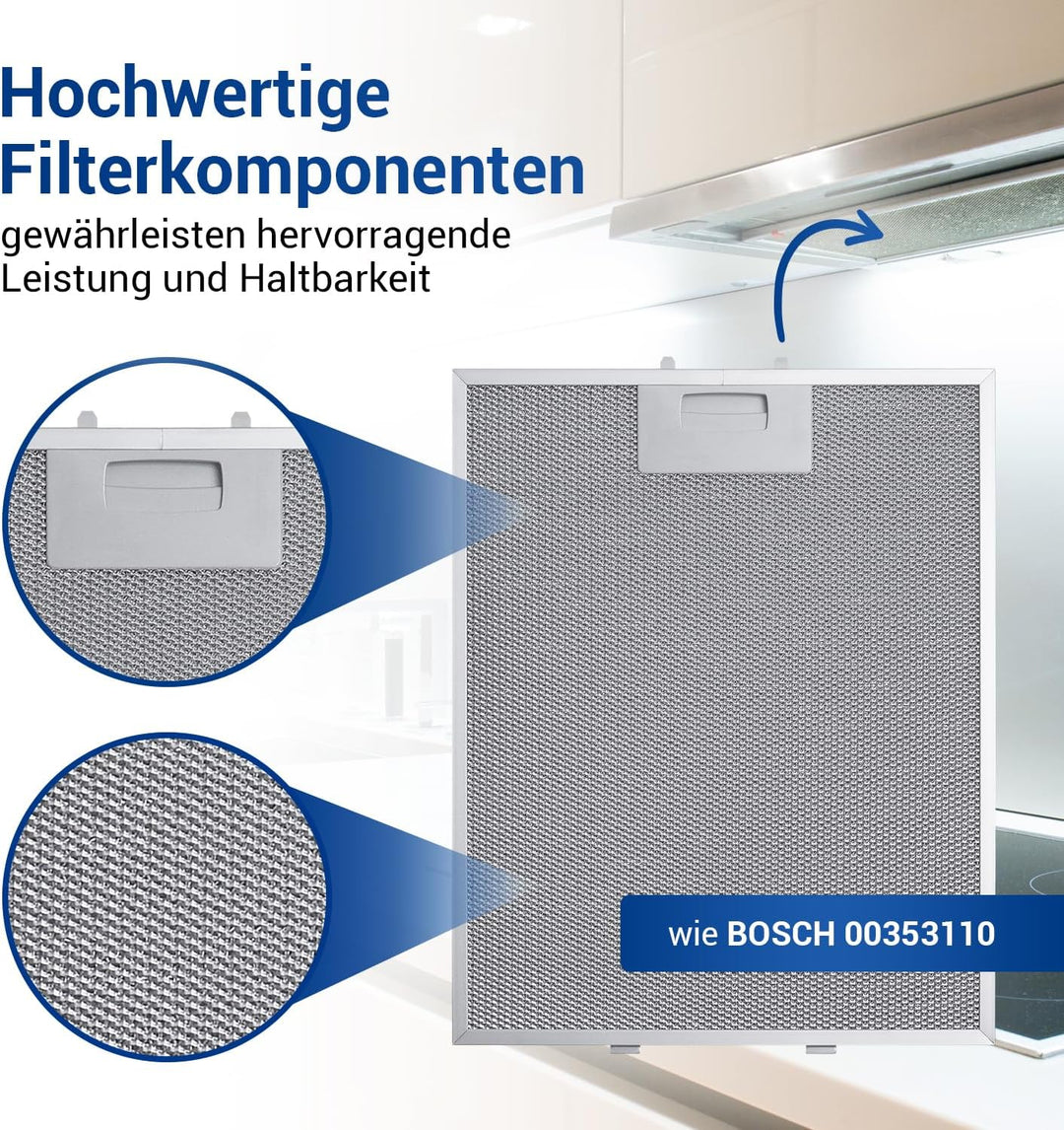 VIOKS Metall Dunstabzug Filter 310x250 mm für Bosch 3BD-764B / 3BD796B / D8602 1 Stück, 1 Stück