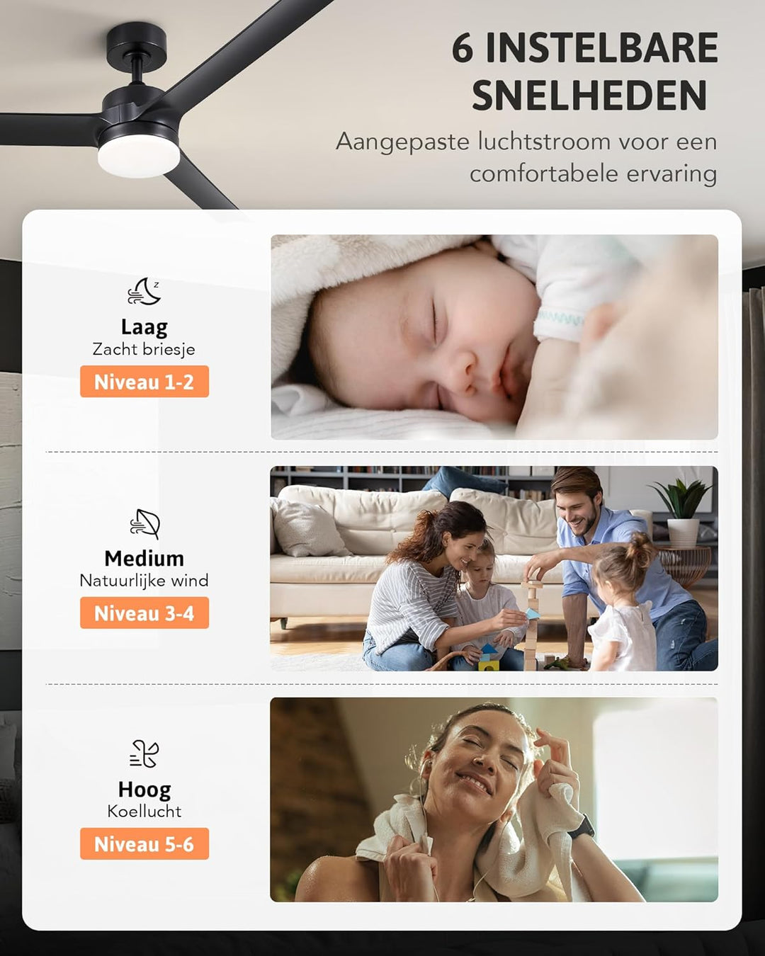 CO-Z 52 Zoll Deckenventilator mit Beleuchtung und Fernbedienung 2 in 1 Ventilator LED Deckenleuchte