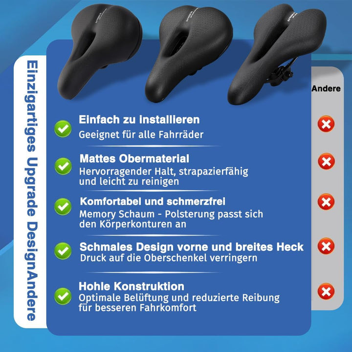 Deedlite Bike Sattel Premium Universal Sattel Pro 3.0 - Endlich Schmerzfrei Radfahren | Bequem Weich
