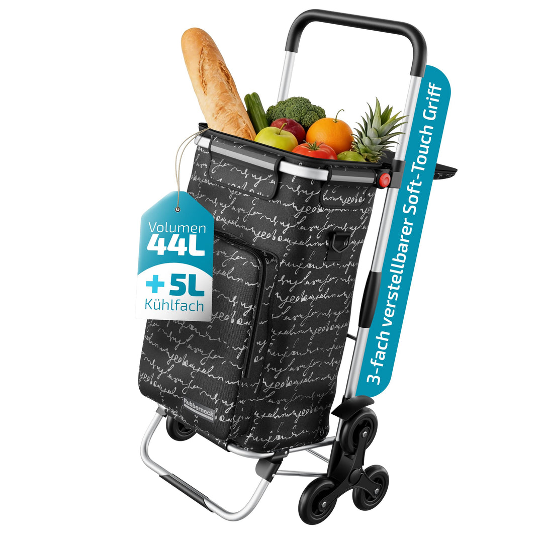 Rubberneck Einkaufstrolley - Klappbarer Einkaufswagen - Kühlfach - Höhenverstellbarer Griff -, Schwa