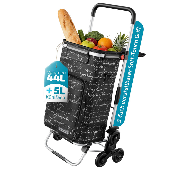 Rubberneck Einkaufstrolley - Klappbarer Einkaufswagen - Kühlfach - Höhenverstellbarer Griff -, Schwa