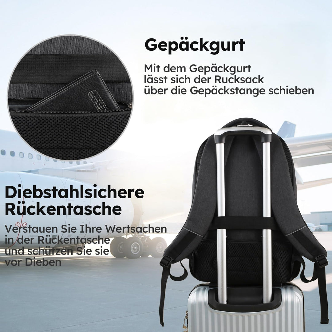 marcello Laptop Rucksäcke mit USB-Ladeanschluss Herren Damen für Arbeit Schule Uni Schulrucksack für