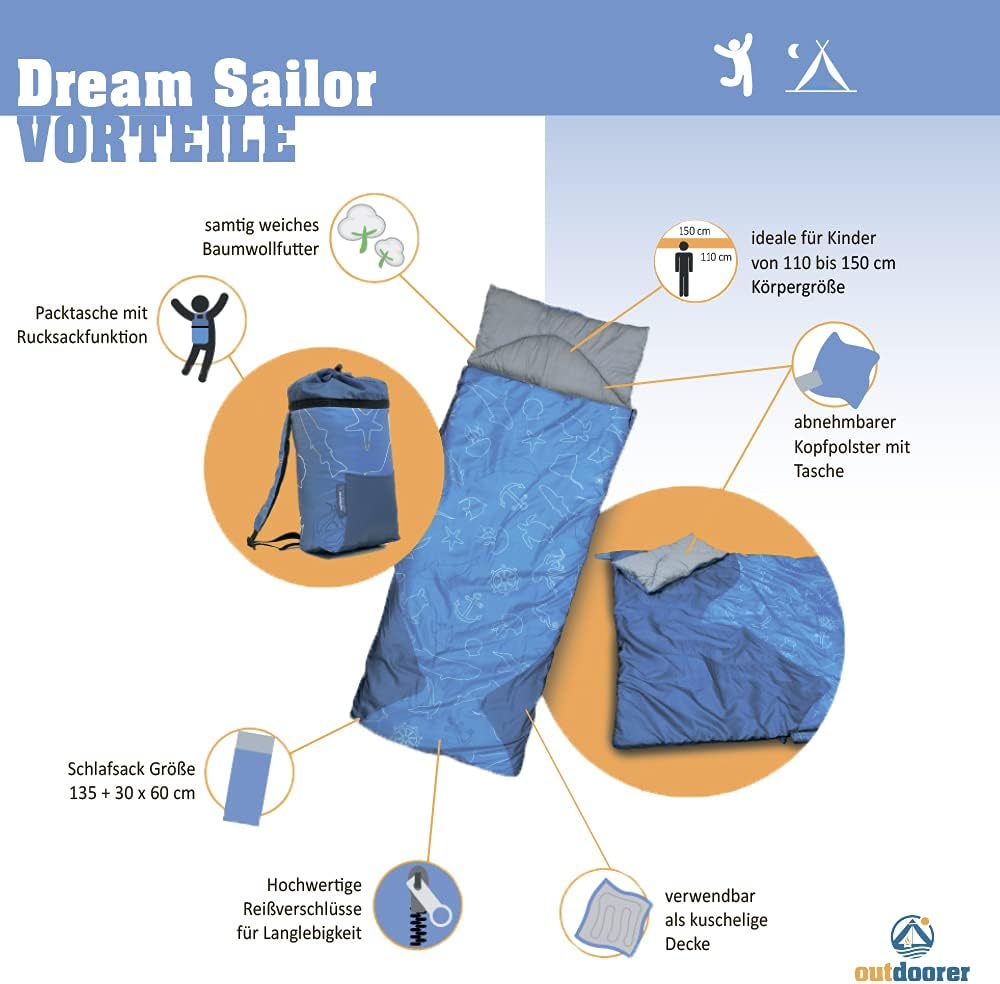 outdoorer Kinderschlafsack Dream Express - Deckenschlafsack für Kinder, mit Baumwolle gefüttert BKM