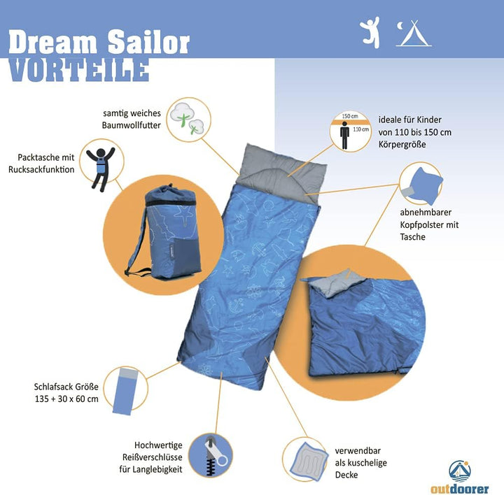 outdoorer Kinderschlafsack Dream Express - Deckenschlafsack für Kinder, mit Baumwolle gefüttert BKM