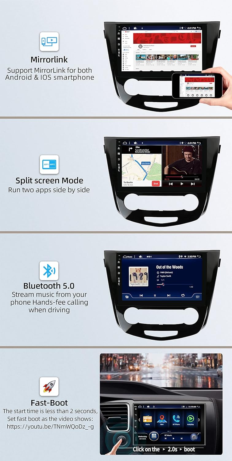 JOYX Android 12 Autoradio Passt für Nissan Qashqai J11 X-Trail Rouge (2014-2018) - [4G+64G] - Eingeb