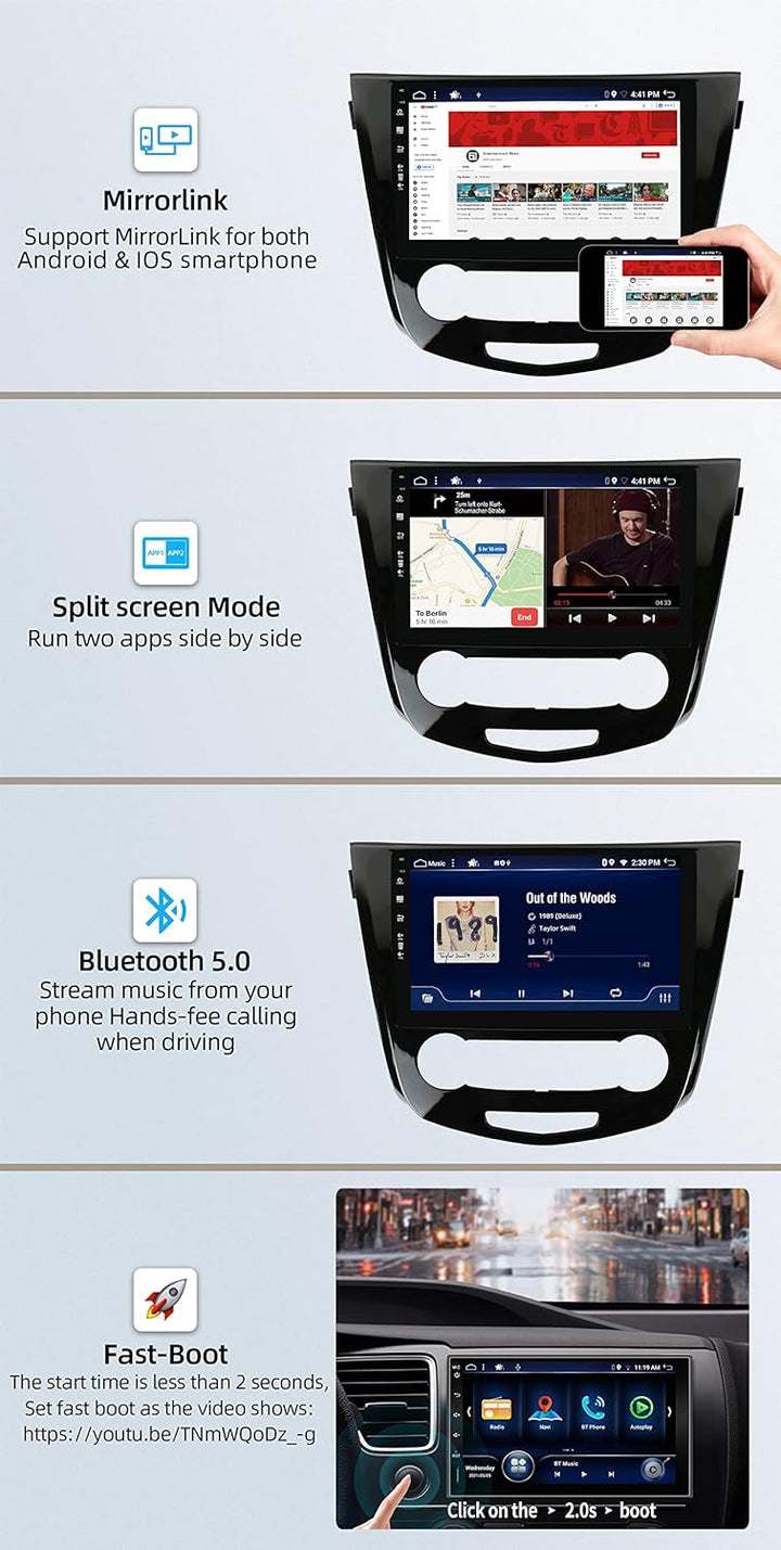 JOYX Android 12 Autoradio Passt für Nissan Qashqai J11 X-Trail Rouge (2014-2018) - [4G+64G] - Eingeb