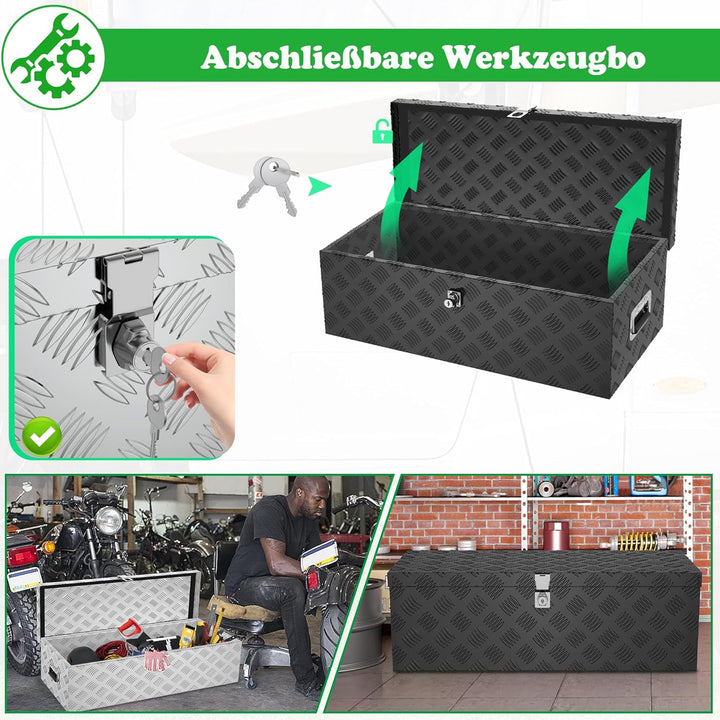 SUBTLETY 170L Aluminium Werkzeugkästen mit 2 Schlüssel Abschliessbare Transportbox Wasserdichte Meta