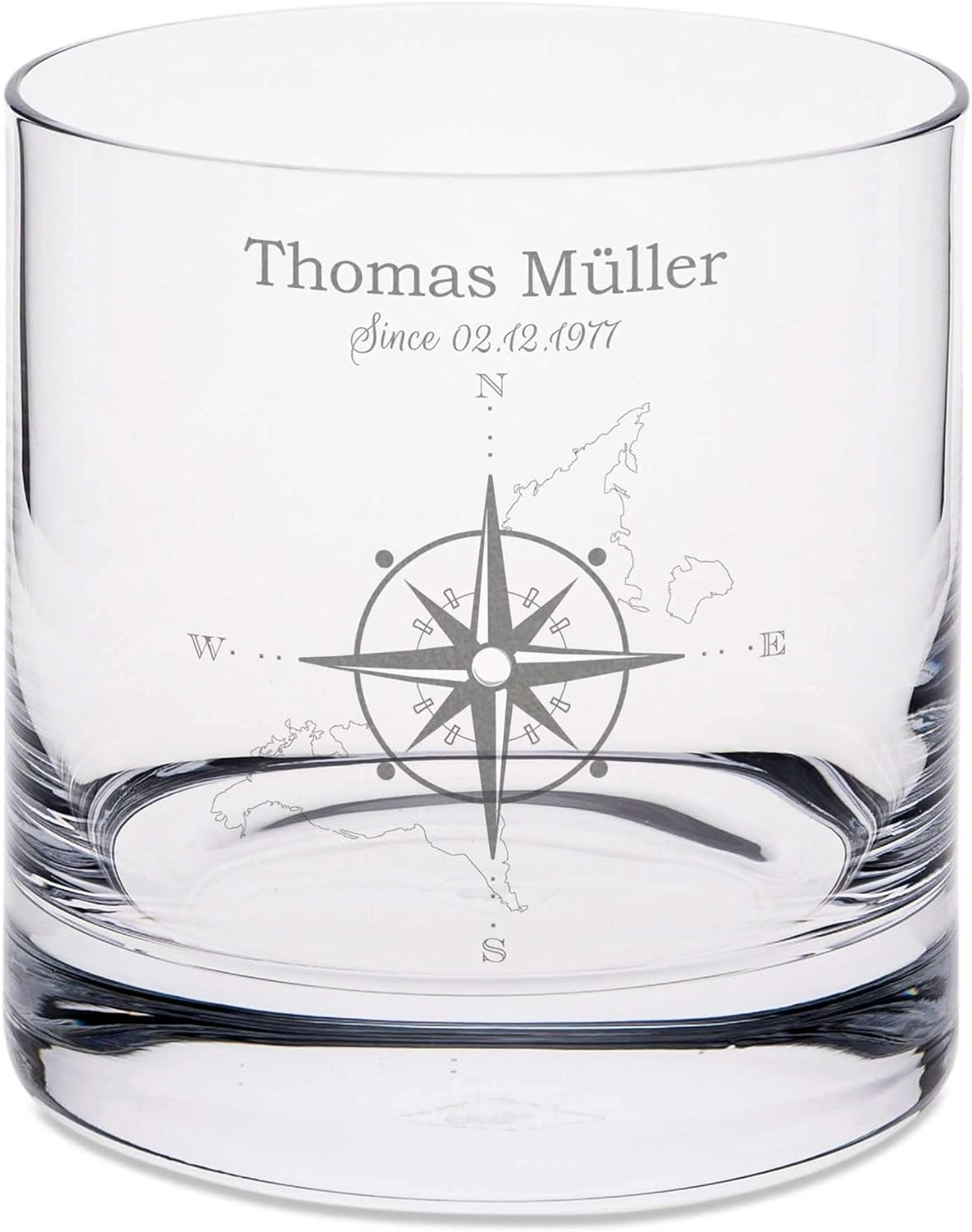 Leonardo gravierte Whiskygläser &amp; Karaffe im Set - Kompass Design - 2x Whisky Gläser personalisiert