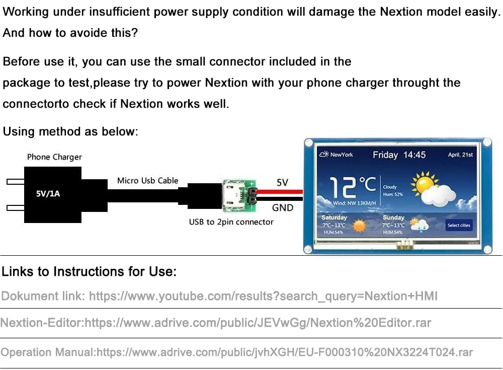 Aihasd English Nextion 2.4" TFT 320 x 240 Resistive Touch Screen UART HMI LCD Module Display Panel f