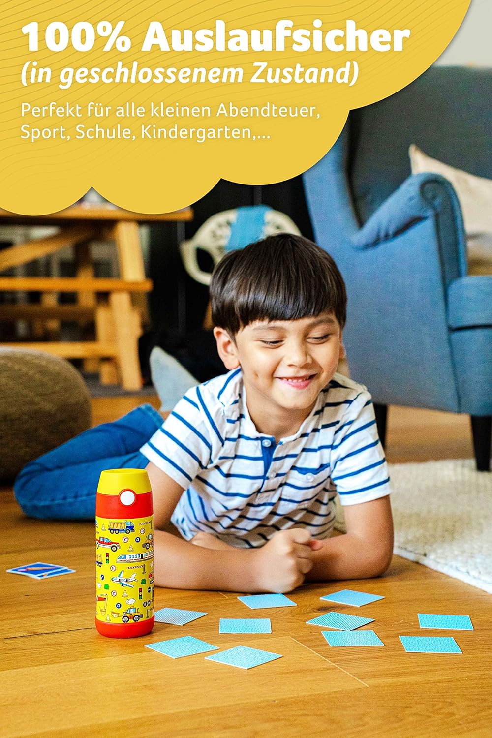 Jarlson® Trinkflasche Kinder Edelstahl MALI [THERMOSFLASCHE] - Kindertrinkflasche Auslaufsicher - Th