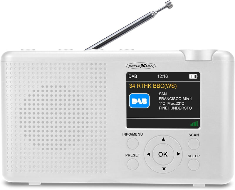 Reflexion TRA-23DAB Tragbares DAB-Radio mit Akku(UKW, DAB, DAB+, RDS, Farbdisplay, Bluetooth, Kopfhö