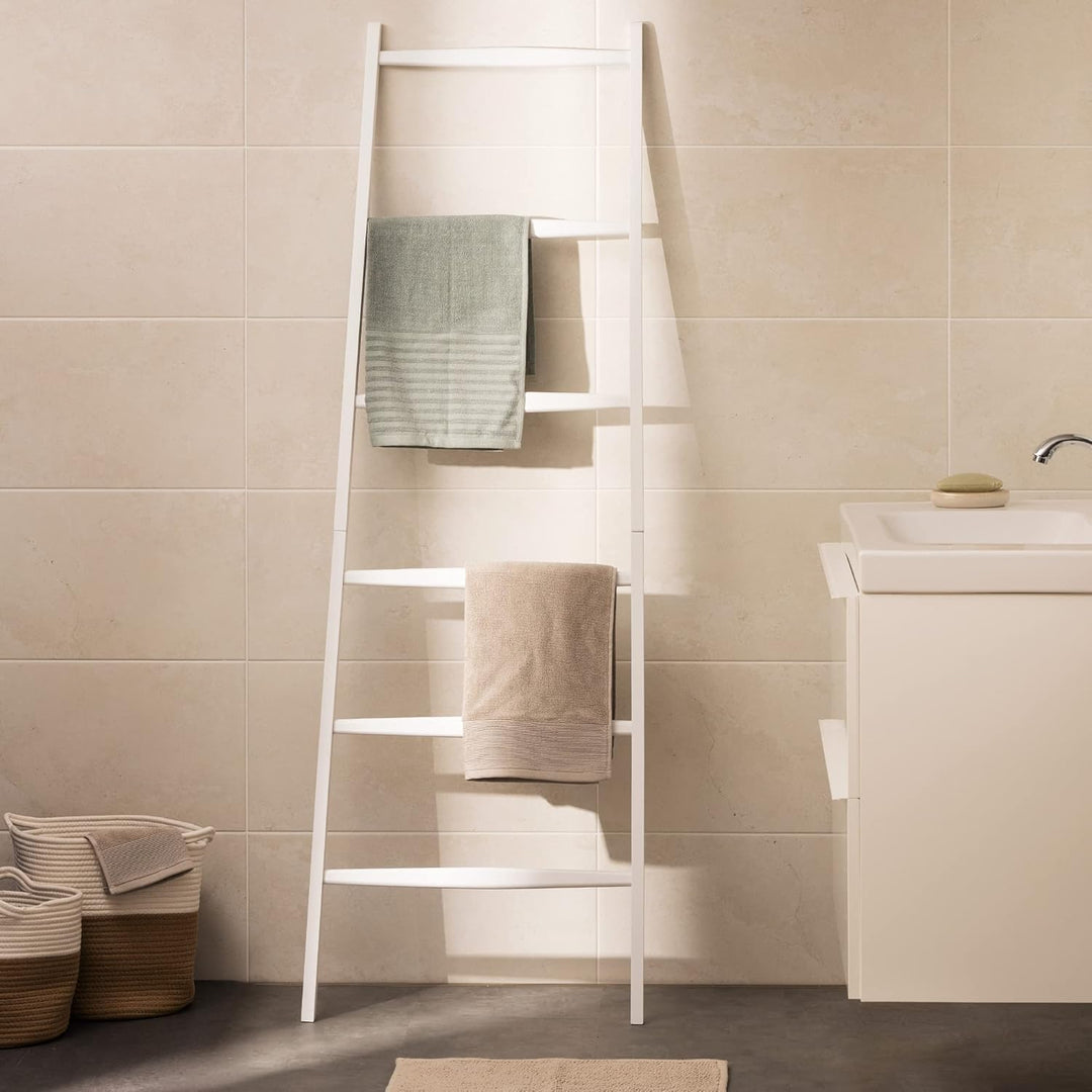 Navaris Handtuchleiter Holz Leiter aus Bambus - Bambusleiter für Handtücher Kleidung Accessoires - H