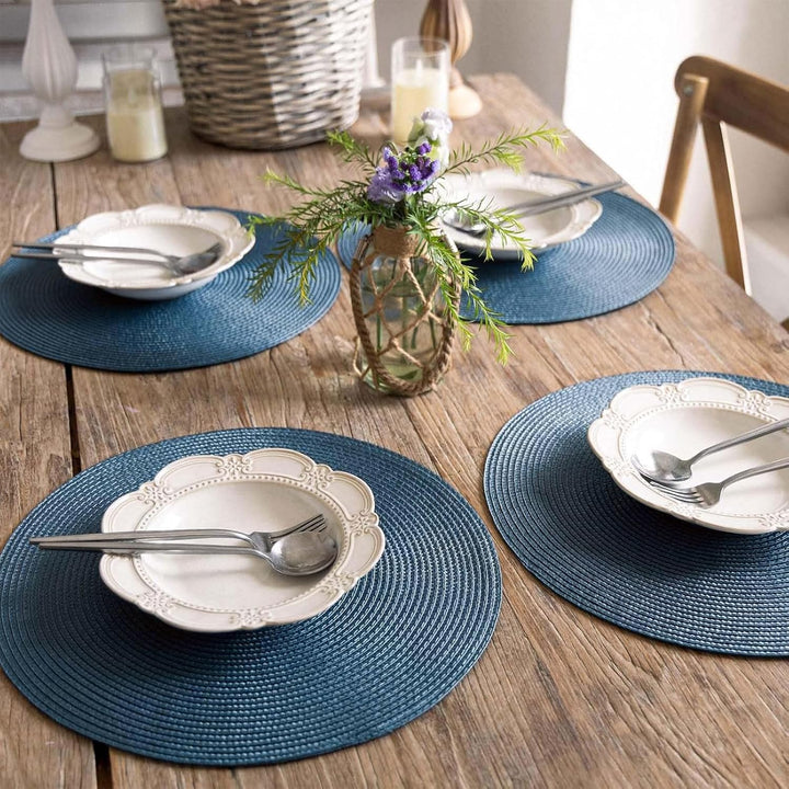 FunWheat Runde geflochtene Tischsets für Esstische, gewebt, waschbar, rutschfest, 38,1 cm, für den S