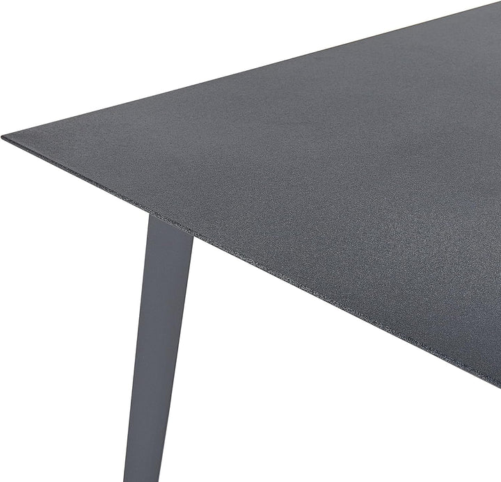 Gartentisch Aluminium Glasplatte Steinoptik rechteckig 140x80 cm grau Mileto