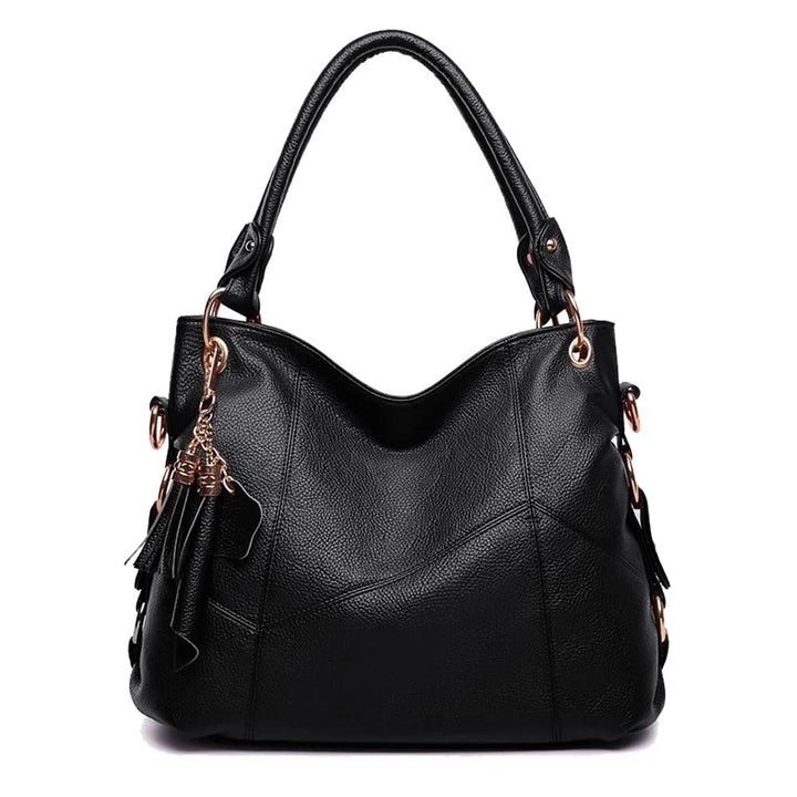Kris Anna Hobo Quaste Damen Schultertaschen Handtasche Schwarz, Schwarz