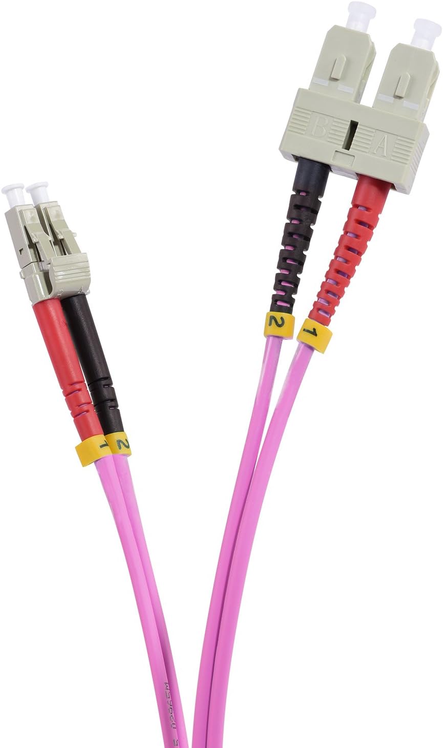 5er Pack 3m LWL Kabel SC/LC OM4 Duplex Multimode 50/125µm 10 Gigabits 3,00m 5-Pieces SC Duplex to LC