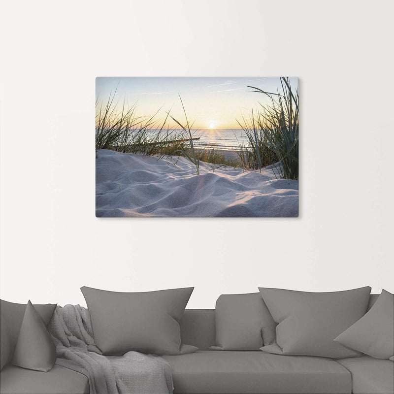 ARTland Leinwandbilder Wandbild Bild Leinwand 100x70 cm Strand Küste Ostsee Dünen Meer Landschaft Na