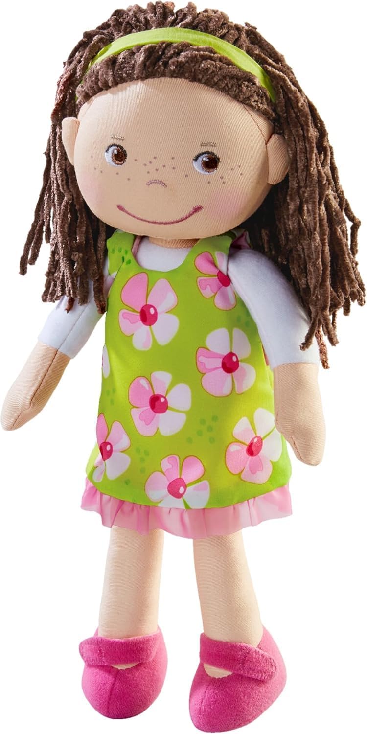 HABA 303666 - Puppe Coco , Stoffpuppe zum Spielen und Kuscheln , Puppe aus weichen, waschbaren Mater