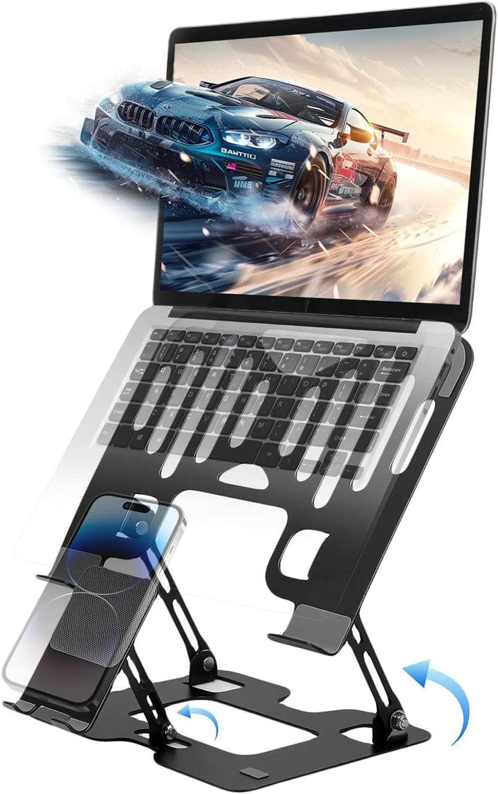 Laptopständer aus legiertem Stahl, ergonomisch (Schwarz), Schwarz