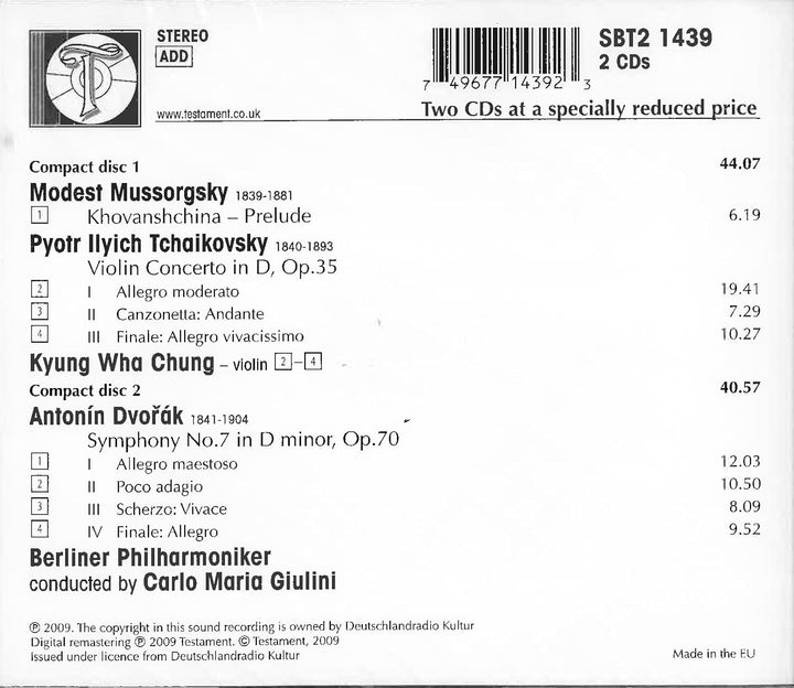 Tschaikowsky: Violinkonzert / Dvorak: Sinfonie Nr. 7 / Mussorgsky: Khovanschina-Vorspiel, Audio-CD