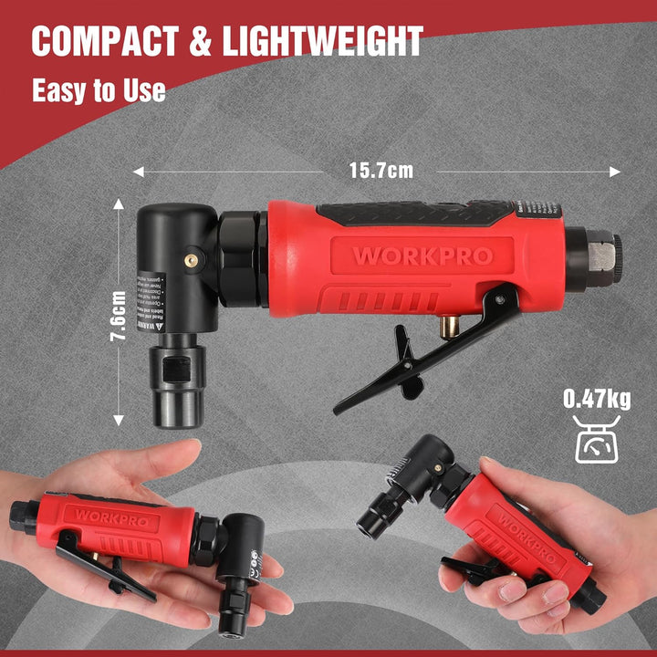 WORKPRO Druckluft Stabschleifer 90° Winkel Schleifer 1/4" (6,3mm) Druckluftschleifer, Druckluft Wink