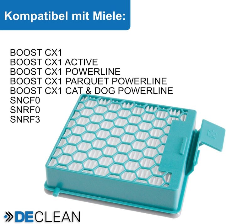 DeClean HEPA-Filter, kompatibel mit Miele Boost CX1 sowie 11639250 CX-FSF – Ersatz Hygienefilter für