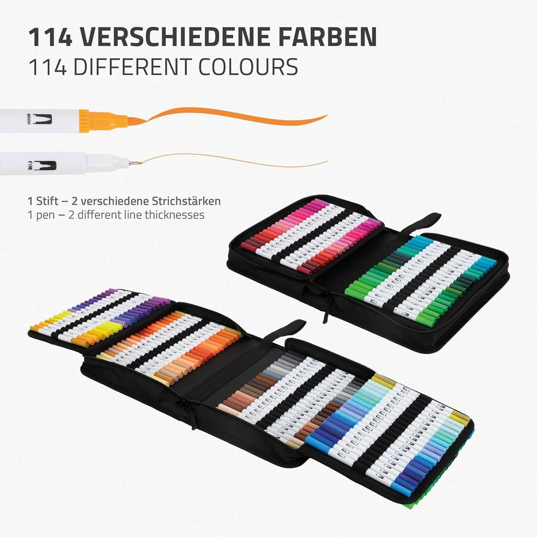 ECD Germany Dual Brush Pen Set 120 Farben, Wasserbasis Doppelfasermaler Set, Pinselstifte Marker, Fi