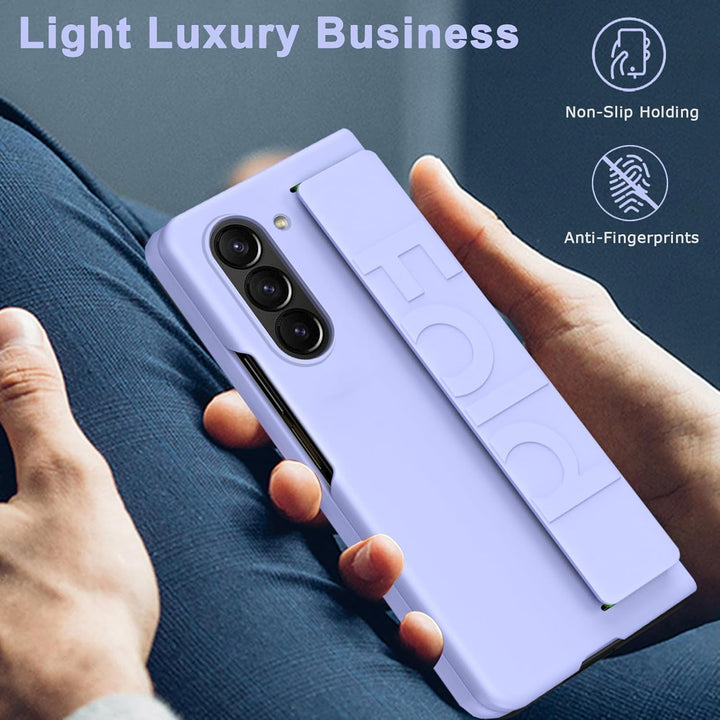NINKI Samsung Galaxy Z Fold 5 Hülle mit Handschlaufe - Voller Schutz PC Bumper Case mit Gurt, Leicht