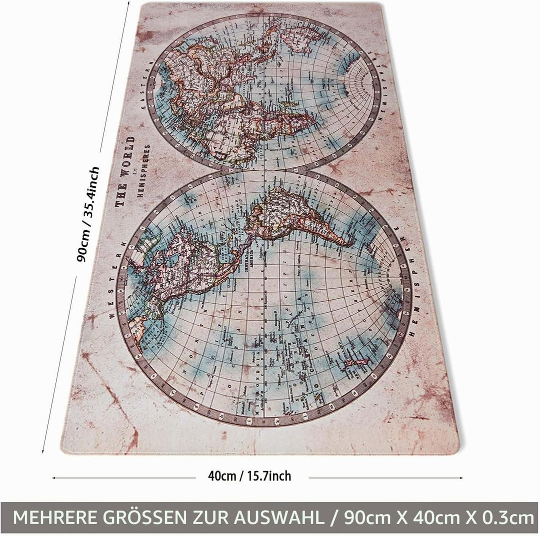 Mauspad Weltkarte XXXL 90 x 40cm, Schreibtischunterlage Weltkarte | Mausunterlage Gross, Keyboard an