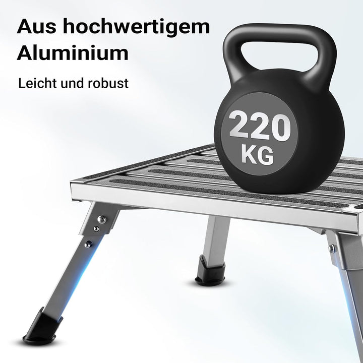 Wiltec Tritthocker klappbar Trittleiter mit 1 Stufe aus Aluminium Camping Klapptritt bis 220 kg mit