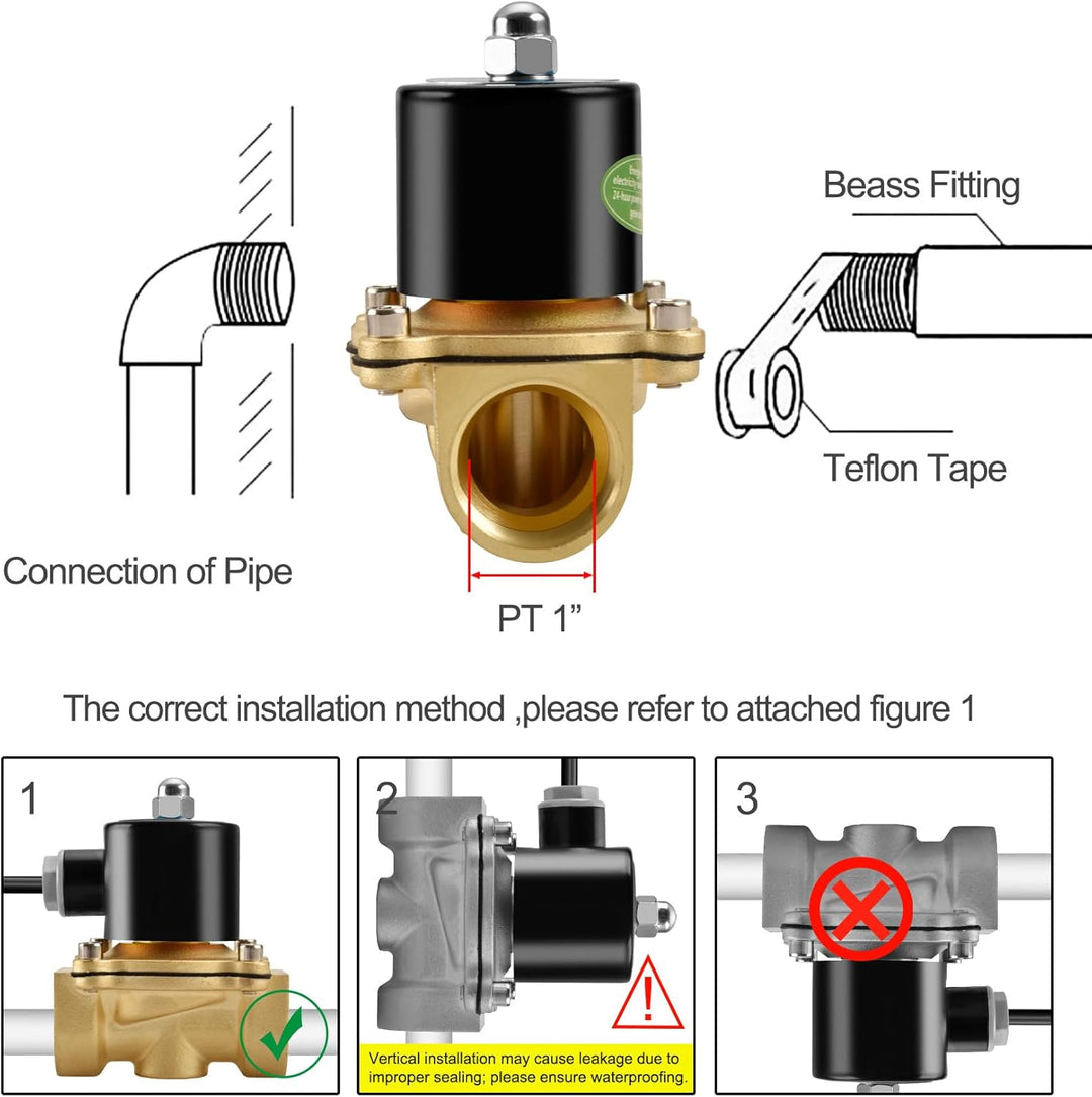 Heschen Messing Elektrisches Magnetventil, 2W-250-25J, PT1", DC12V, Direct Action Wasser Air, Normal
