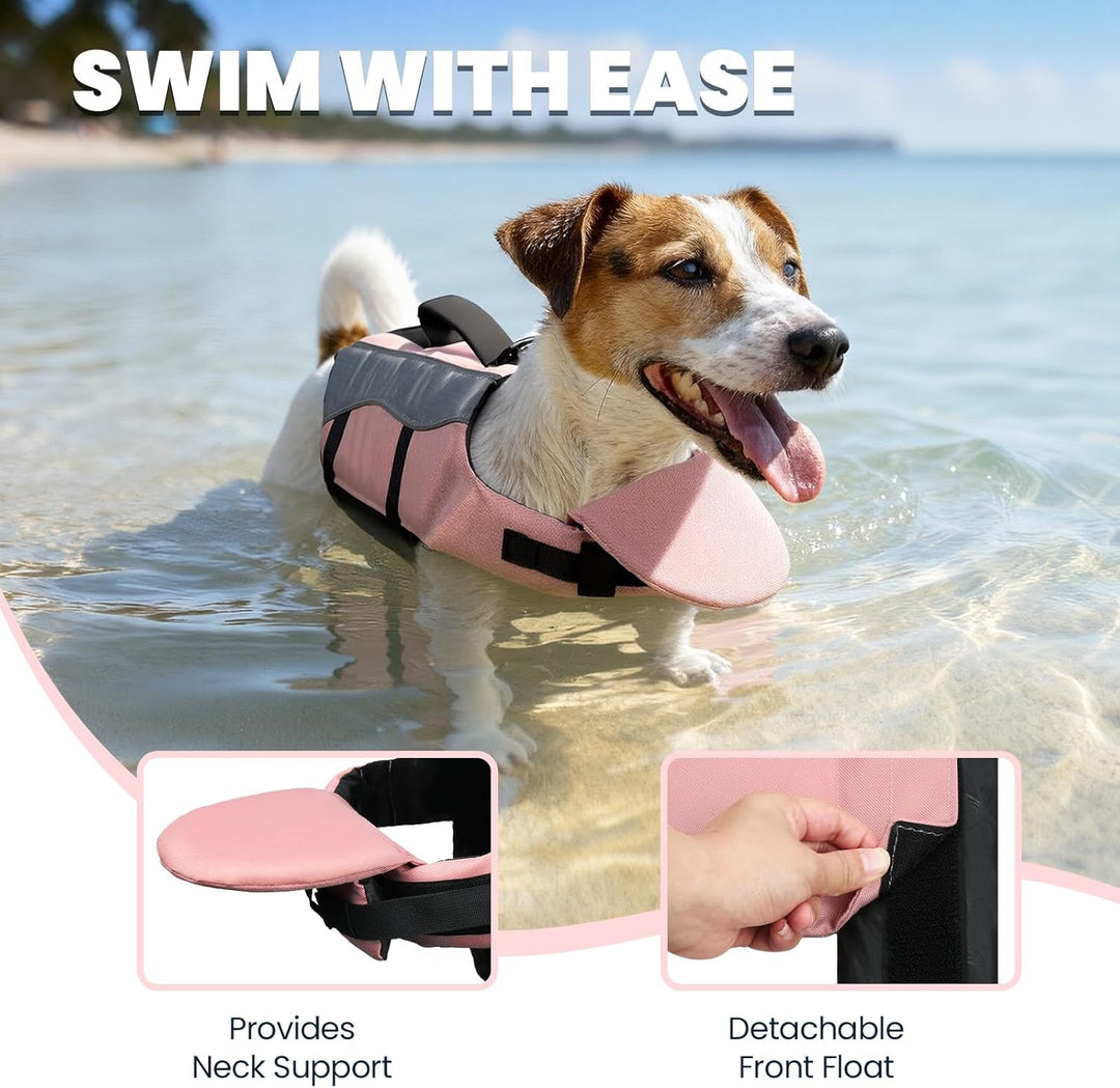 VIVAGLORY Front Float Schwimmweste Hund, Hundeschwimmweste für Bootfahren, Schwimmweste with Kopfstü