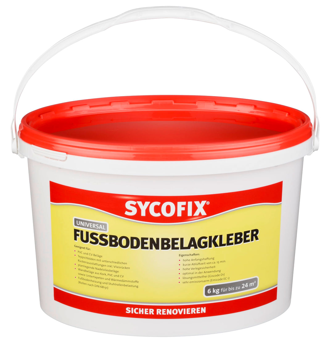 Universal Fussbodenbelagkleber 6 kg, gebrauchsfertig lösemittelfrei für PVC und CV Beläge, Teppichbö