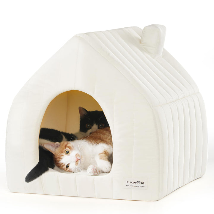 FUKUMARU Katzenbett grosse Katzen Katzenhöhle-43x43x45cm,Katzenhaus Indoor Mit abnehmbarem Katzenkis