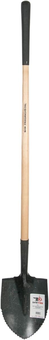 SHW-FIRE Spaten Schaufel mit Wellenschliff - Hochwertiger Stahl - Holzstiel 120cm - für einfacheres