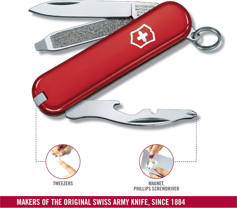 Victorinox Rally, Schweizer Taschenmesser Mini für Schlüsselanhänger, Swiss Army Knife, 9 Funktionen