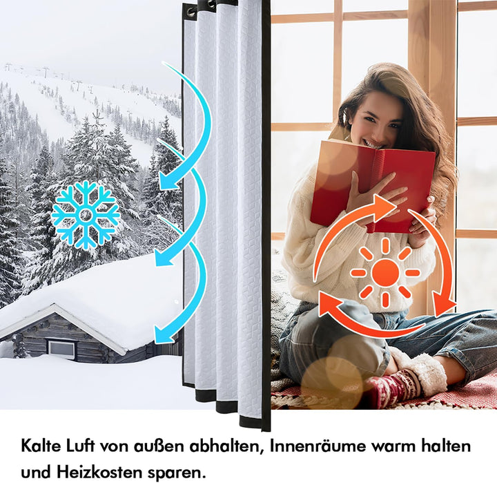 MIULEE Vorhänge Doppellagige Thermovorhang Gegen Kälte und Hitze, 1 Stück Dicker Thermovorhang Kälte
