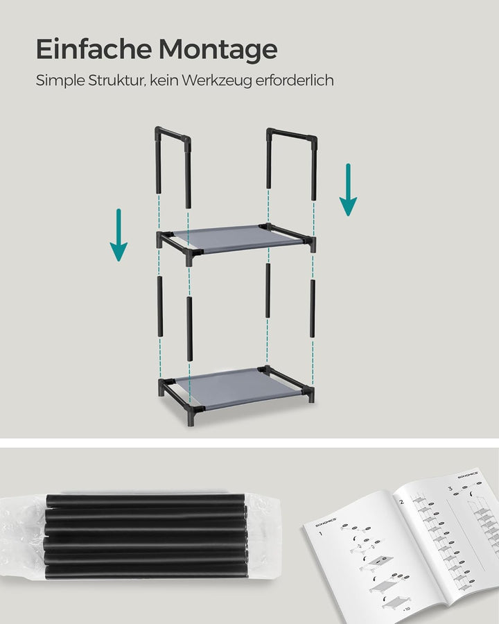 SONGMICS Schuhregal, 10 Ebenen, Schuhablage, Schuhaufbewahrung, schmal, 33 x 33 x 173 cm, Metallgest