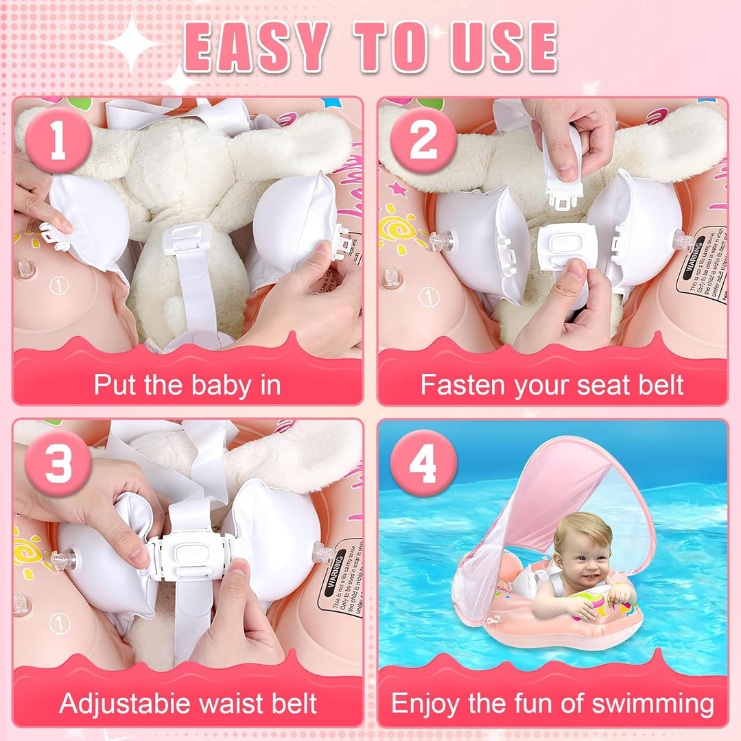Schwimmring Baby mit Sonnendach Abnehmbarem Sonnendach Schwimmsitz Kleinkinder Schwimmhilfe für Klei