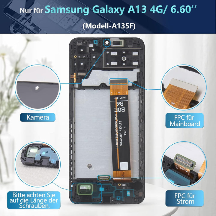 RongZy Ersatz Display Kompatibel für Samsung Galaxy A13 4G/A135F A137 Touchscreen Bildschirm Digitiz